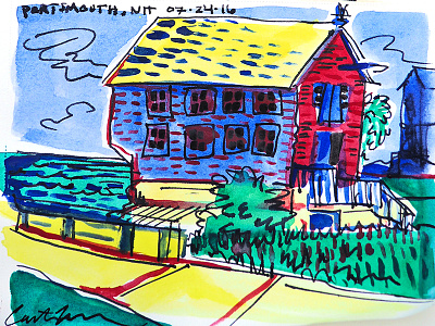 Portsmouth Watercolor architecture boathouse house new hampshire watercolor