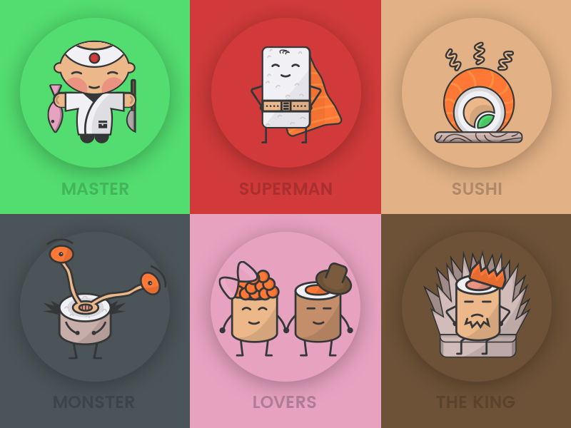 Sushi monsters. Смешные иконки Инстаграм суши. App Design sushi.