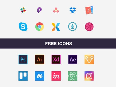Free Icon Set For Designer’s Workflow chrome dropbox free freebie icons illustrator instagram invisionapp photoshop sketch slack vector