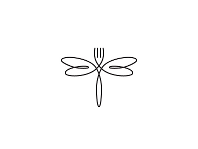 Fork Dragonfly Logo damselflies damselfly dragonfly fly food fork insect logo spoon wings