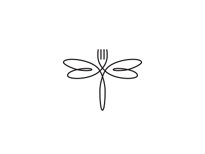 Fork Dragonfly Logo damselflies damselfly dragonfly fly food fork insect logo spoon wings