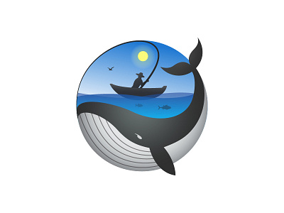 Whaler fish fisher logo sea shark whale whaler