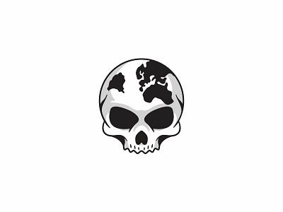 Skull World earth logo skull world