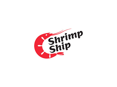 Shrimp Ship fish logo design restaurant sea food ship