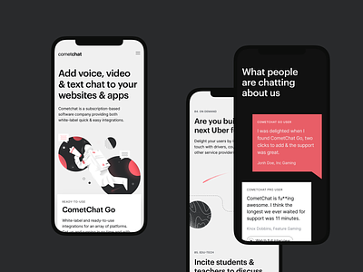 CometChat — Homepage Mobile cards chat colours cometchat graphik grid illustration mobile responsive significa space tech ui
