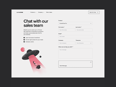 CometChat — Talk to Sales branding chat cometchat design graphik illustration sdk significa space tech ui