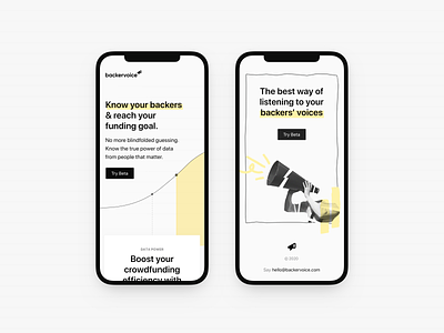Backervoice Mobile 📣 backer backervoice beta campaign collage crowdfunding data funding graphic illustration kickstarter mobile responsive significa ui vintage yellow