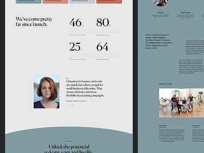 Glassmoon — Homepage Testimonial branding canela cards elegant glassmoon interior minimal numbers pastel significa team tech testimonial ui