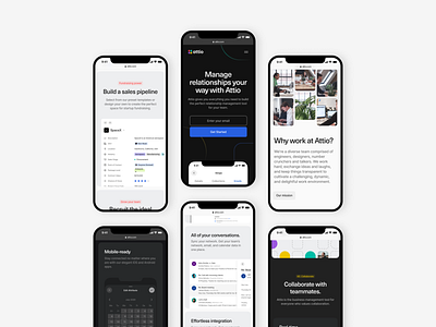 Attio — Mobile about attio blue colors colours features grid interior minimal mobile mockup modules responsive simple tech