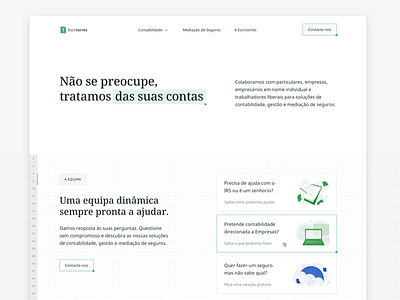 📒Escritorres Landing Page accounting desktop excel green grid hero illustrations landing serif significa