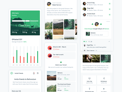🌳Mobile screens for Reforestum apercu carbon sources cards components design system forest graph green illustration mobile nature nature logo referral significa social stats ui