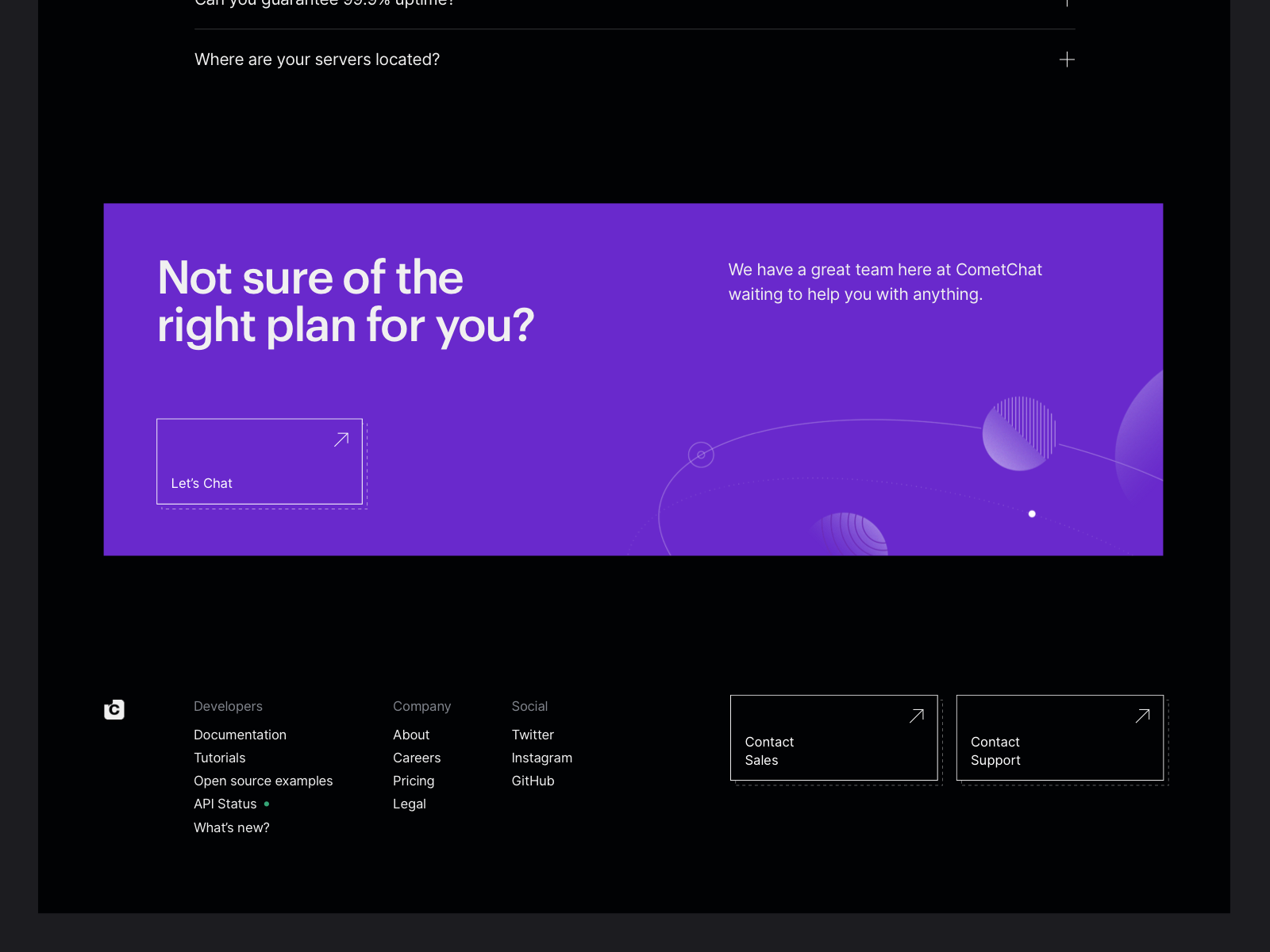 CometChat Pro - Footer chat color colour cometchat dark mode footer graphik illustrations purple significa space tech ui