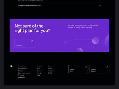 CometChat Pro — Footer chat color colour cometchat dark mode footer graphik illustrations purple significa space tech ui