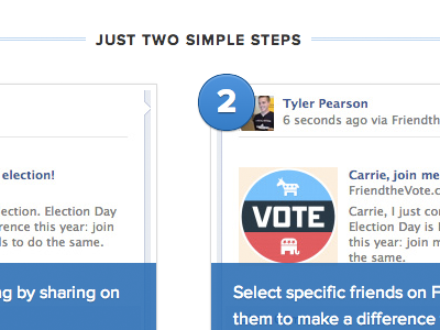 Just Two Simple Steps app badge election facebook proxima nova vote