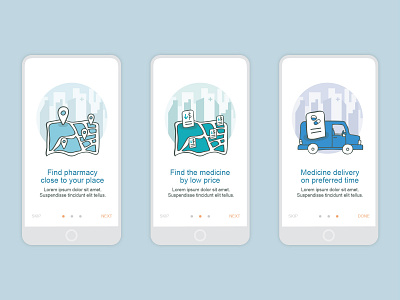 Onboarding graphics for pharmacy apps