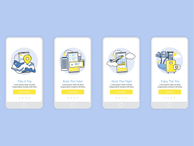 Onboarding app screens for travelling service design graphic design illustration onboarding screens ui ux vector