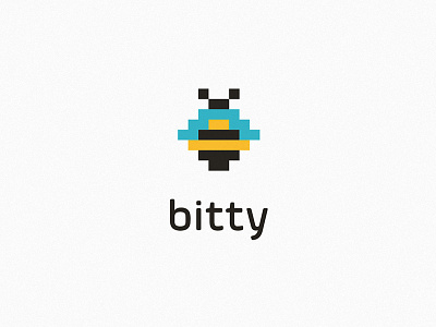 Bitty Logo 8 bit bee icon logo pixel wordmark