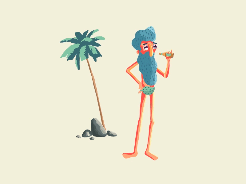 Cast Away 2d after effects animation beer character illustration