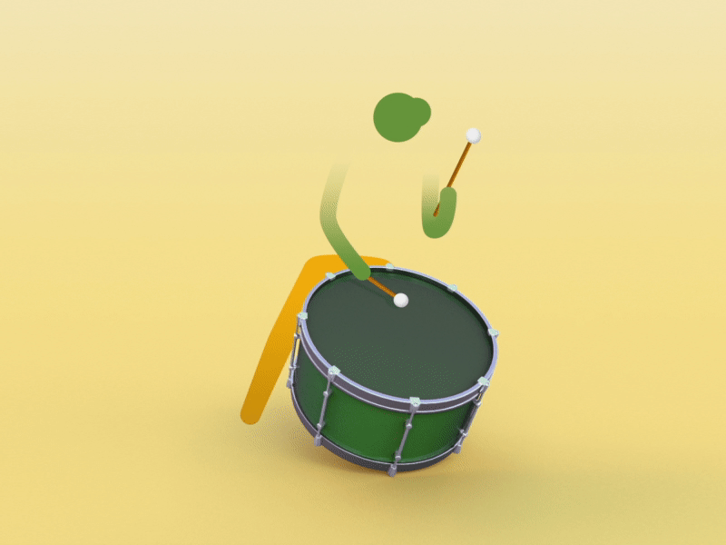 Percussionist 2d 3d after effect cinema 4d drum drummer rubberhose