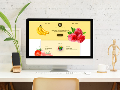 Smoothie bar landing page mockup delivery food fruit landing landing page mockup ui ux veg web design yellow