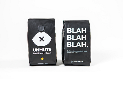Unmute Coffee blah brand branding coffee coffee bag coffee shop drink lips