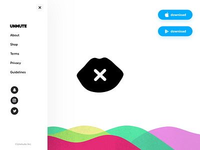 Unmute Website app lips splash page web website
