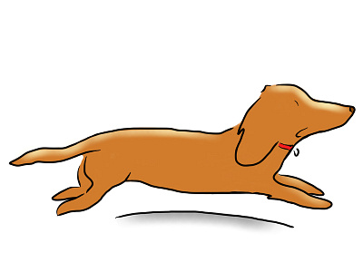 Dog Running dachshund digital illustration