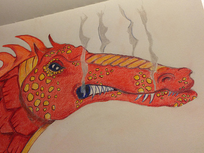 Firedrake colored pencil illustration sketch