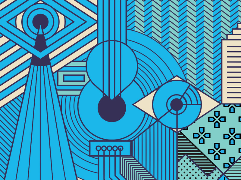Creativity Abstracted patterns geometric vector pencil guitar illustration