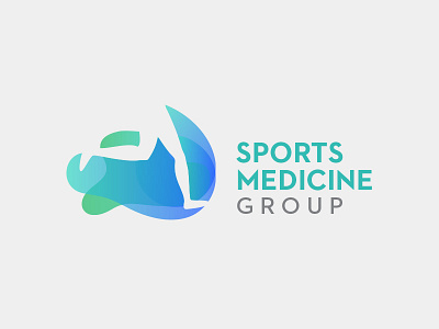 Sports Medicine Group Logo blue figure geometric gradient health identity logo mark modern san serif teal transparency