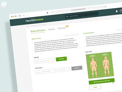 Functionality for Racoon, a Recovery Platform branding healthcare platform recovery app ui ux web design wireframing