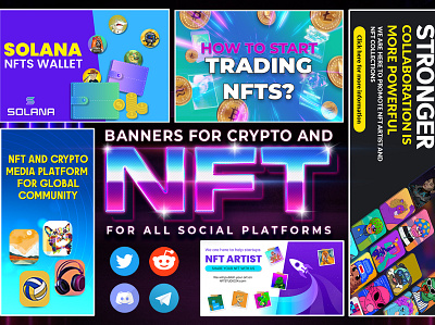 NFT and Crypto Banners for all Platforms branding graphic design