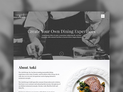 About Page Concept about dinner food restaurant ui ux