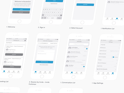 RocketOn App Wireframes - WIP