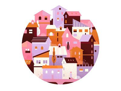Houses 2d illustration character design houses town