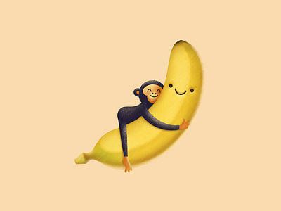 Banana & Monkey 2d banana character digitalart illustraion monkey procreate procreateapp