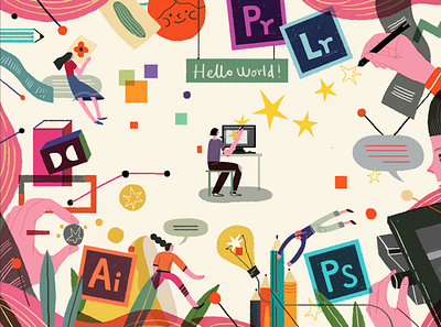 hello world branding design illustraion illustration art illustrator world