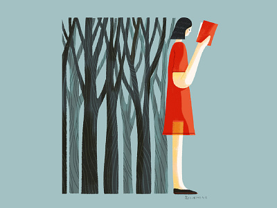 Read book girl illustration illustration art illustrator reading wood