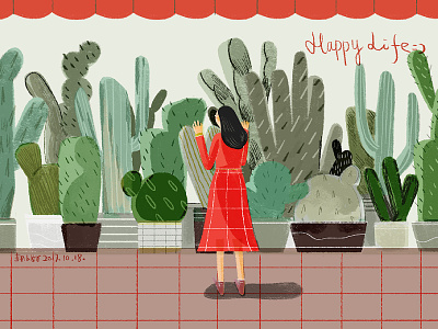 Cactus store girl illustration illustration art illustrator shop store