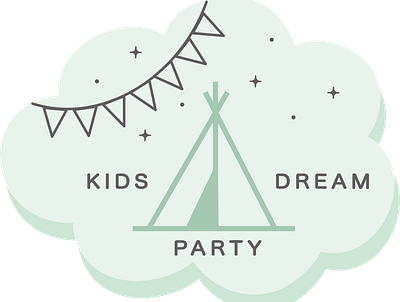 Logo design for party supply company branding cloud combination design dream full name graphic design icon illustration kids logo mint party tipi