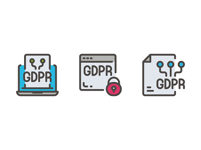 GDPR Data Privacy app icon illustration line outline symbol ui vector website
