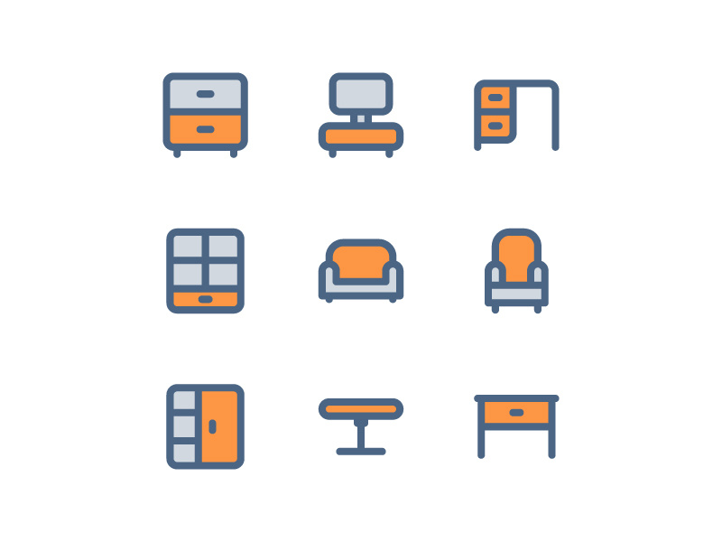 50 free furniture and interior color two tone icons set by two tone icons