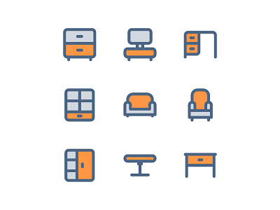 50 Free Furniture and  interior color two tone icons set