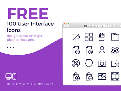 Free 100 User interface icons.