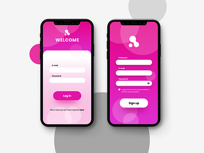 Pinky app Sign up made in Adobe XD digital graphic design grey illustration login pink rose signup ui