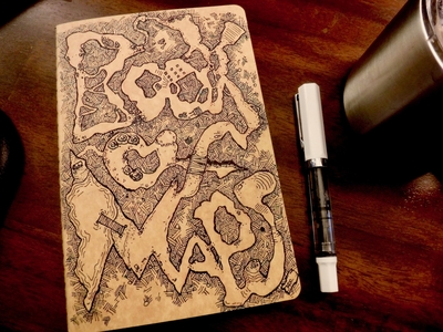 The Book of Maps bookofmaps cover art dnd drawing dungeonsanddragons ink journal map