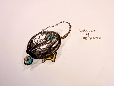 D&D Armory: Wallet of the Slayer coins dnd dndarmory drawing illustration ink item lootbox rpg wallet watercolor