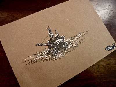 👑Northern Crown - Oil Platform cranes drawing drilling illustration ink ocean offshore oil platform petrol petroleum sketch
