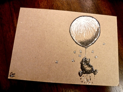 ...a little black rain-cloud, of course.... a.a. milne balloon bear classic disney drawing e.h. shephard fountain pen illustration ink pooh sketch winnie the pooh