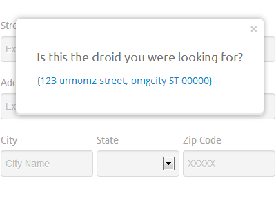 Form Address Suggest address droids forms interface modal scss wip